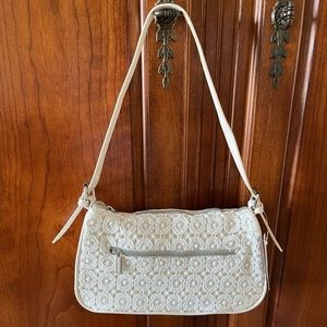 No Boundaries crochet canvas baguette purse
